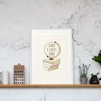 Постер "Живу в мире книг" А3, Белый-золотой, А3, украинская