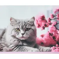 Алмазная мозаика Strateg ПРЕМИУМ Кот на цветочном фоне размером 40х50 см (SK88290)