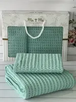 MaMe manhetten turkuaz 2в1 вафельные полотенца (баня+лицо). Турция