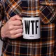 Кружка "WTF", Черный, английский, Деревянная подарочная коробка с гравировкой, 330 мл