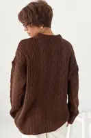 В'язана жіноча кофта в кіски - коричневий колір, ONE SIZE