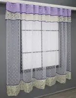 Кухонна (265х170см.) фіранка. Колір фіолетовий з золотистим. Код 00к 59-875