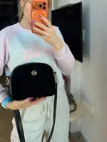 Три окремих відділення. Натур. замш. Чорний - елегантний, молодіжний, зручний клатч. На блискавці (1038-1)
