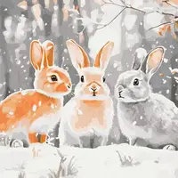 Картина по номерам "Зайки в зимних шубках" 40x40 см.