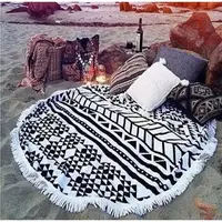Пляжное полотенце с бахрамой круглое Homytex 150*150 Арнамент
