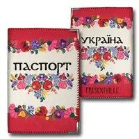 Обложка на паспорт Україна червоний квітковий паспорт (ткань)