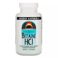 Натуральная добавка Source Naturals Betaine HCl 650 mg, 90 таблеток
