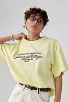 Вільна однотонна футболка з вишитими написами - лимонний цвет, ONE SIZE