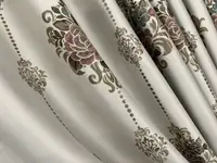 Комплект штор (2шт. 2х2,7м.) с вышивкой гладью. Цвет бежевый. Код 2054ш 32-410