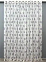 Тюль (3х2,7м.) шифонова з принтом. Колір білий з бузковим. Код 1800т 40-287