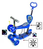 Самокат Scooter "Пчелка" 5in1. Heroes. Blue (многофункциональный, со светом и музыкой)