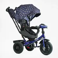 Детский велосипед 3-х колесный BestTrike, поворотное сиденье, колеса резиновые надувные, корзина, музыкальная фара, USB, Bluetooth. Dark blue (145111)