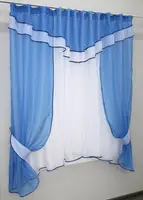 Кухонний комплект (280х170см.) шторки з підв'язками, на карниз 1,5-2м. Колір синій з білим. Код 058к 52-0121