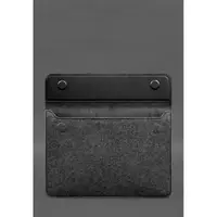 Чохол-конверт із клапаном шкіра+фетр для MacBook 14" Чорний Crazy Horse