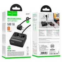 Удлинитель сетевой HOCO Descanso 2-socket PD desktop charger AC27 (L=2M) |1USB/2Type-C, 30W/3A|