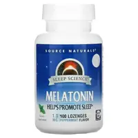 Натуральная добавка Source Naturals Melatonin 1mg Sleep Science, 100 леденцов Мята
