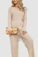 Костюм женский в рубчик повседневный, цвет бежевый, 238R57415