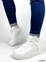 Женские зимние ботинки из эко кожи + плащевка белые на меху