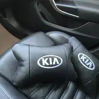 Автодушки 2 шт на подголовник Kia/Киа, натуральная кожа, черные, Подголовник для авто с комфортом