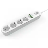 Сетевой фильтр удлинитель 4 евро розетки 4 USB 2м с защитой и заземлением LDNIO SE4432 2500W 10A USB 3.4A