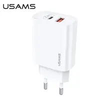 Адаптер сетевой USAMS T35 Fast Charger US-CC121 |1USB/1Type-C, 20W, PD3.0/QC|