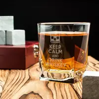 Стакан для виски "Keep calm and drink whiskey", английский, Деревянная подарочная коробка с гравировкой