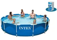 Басейн каркасний Intex 210 круглий розмір 366х76 см, об'єм 6503л. Blue (42518)