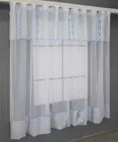 Кухонна фіранка (270х170см.). Колір білий з блакитним. Код 00к 59-897