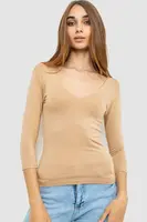 Футболка женская с удлиненным рукавом, цвет бежевый, 186R106