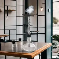 Кальян на 1 персону для куріння, металевий кальян Garden 6403-9 V2.0 - Silver (великі сірі кола)