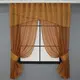 Кухонные шторы с ламбрекеном, на карниз 1-1,5м. Цвет  коричневый с кофейным. Код 091к