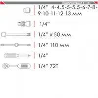 Набір інструментів професійний 1/4", 17 од ( гол.4-13 мм), Cr-V. INTERTOOL ET-6017