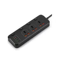Сетевой фильтр BKL-123 10А, 100-250V+ 1 PD20W + 1 QC3.0+ 2 USB на 3 розетки, черный
