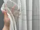 Готовая тюль (4х2,7м.) из ткани бамбук в клеточку. Цвет молочный с черным. Код 1580т 42-1247