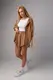 Трикотажный костюм с шортами клеш и рубашкой oversize - коричневый цвет, S
