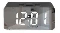 Дзеркальні LED годинник з будильником і термометром DS-3658L Black (біла підсвітка) (7569)