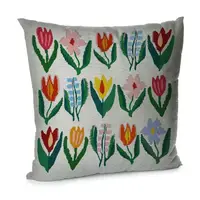Подушка диванная с бархата Весняні квіти 45x45 см (45BP_TR012)