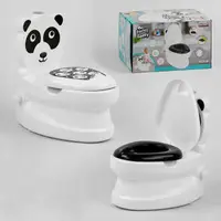 Детский горшок унитаз Pilsan Панда, спинка, подсветка, звук. White and Black (104231)