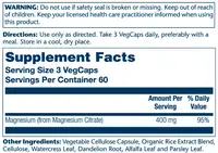 Magnesium Citrate 400mg - 180 vcaps (Повреждена крышка)