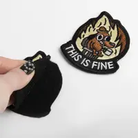 Шеврон на липучці This is fine 7,6х7,1 см, вишитий патч нашивка шеврон кумедний