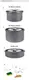 Набір посуду Naturehike 3-4 NH (2 каструлі+ кришки+сковорода) NH15T203-G Grey