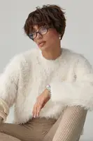 Тепла вільна кофта зі штучного хутра - молочний цвет, ONE SIZE