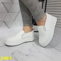 Слипоны на высокой платформе белые из экокожи, Размер 41 (25,5 см)
