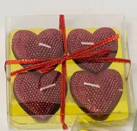 Свечи Heart в наборе 4 шт цвет бордовый