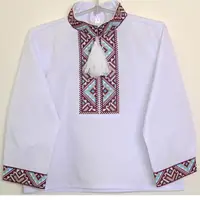 Вышиванка для мальчика Майкл с бордовой вышивкой 116
