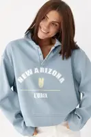 Утеплений світшот-поло з ґудзиками - блакитний цвет, ONE SIZE