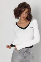 Лонгслів Miu Miu з ефектом подвійного шару - білий цвет, ONE SIZE