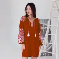 Женское платье Moderika Древо Жизни на красном льне XXXL