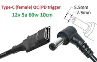 Переходник на 12v (max 5a, 60w) 5.5x2.5mm 8-10cm з USB Type-C (Female) Quick Charge Power Delivery QC|PD тригер (A class) 1 день гар.