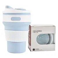Складная силиконовая чашка Collapsible. Голубая